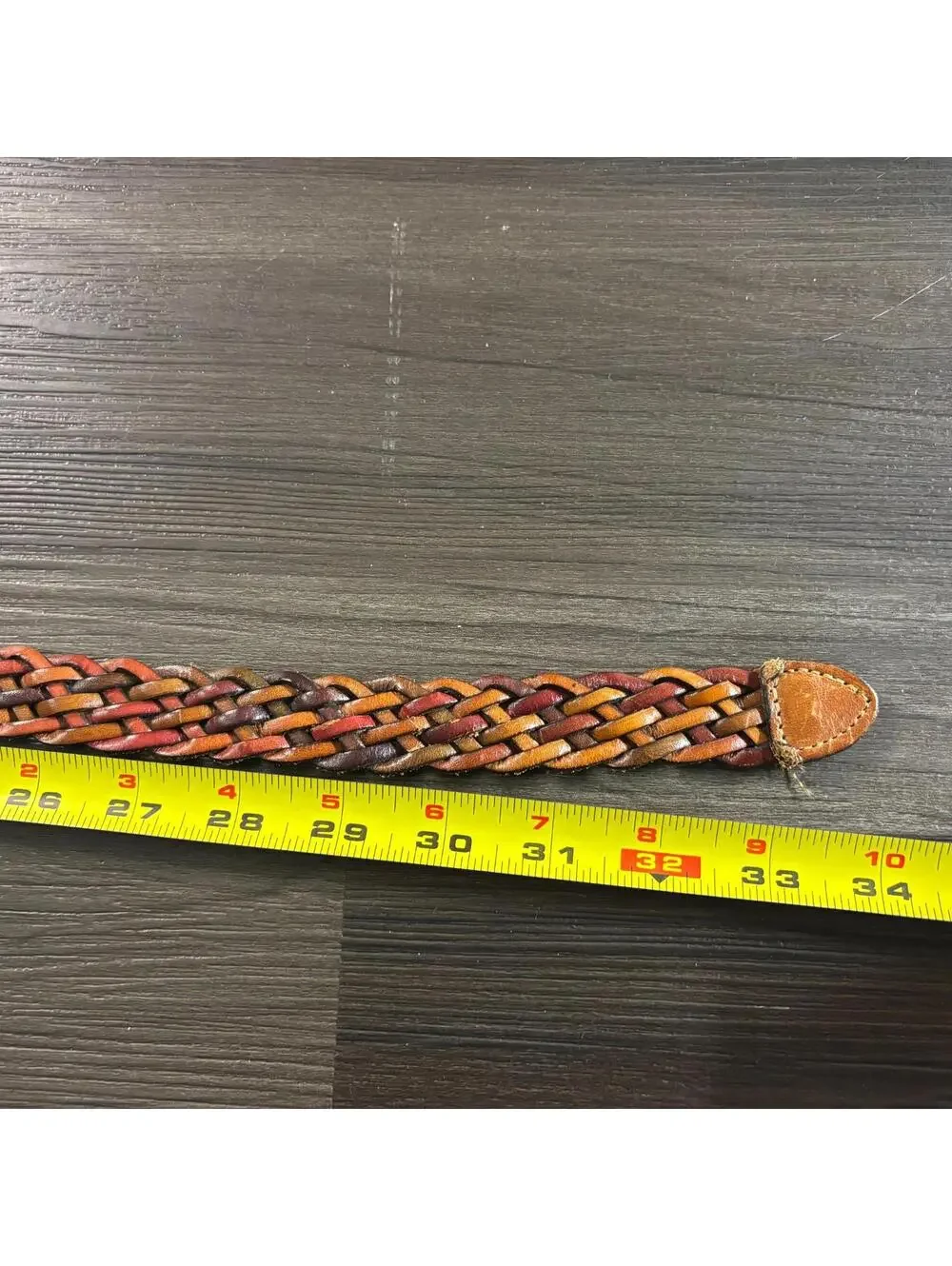Vintage Women's Leather Belt Tri-Colored Braided Rust Brown Size Small USA Made
